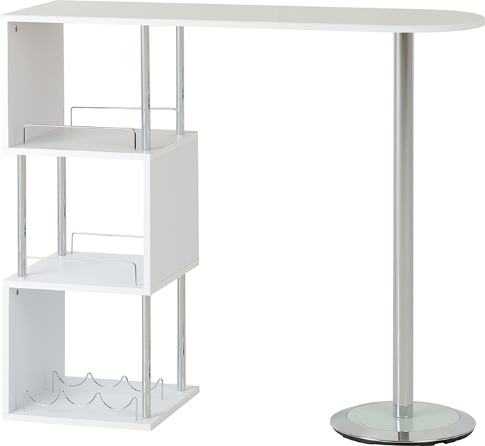 Charisma Home Bar Table In white And Chrome